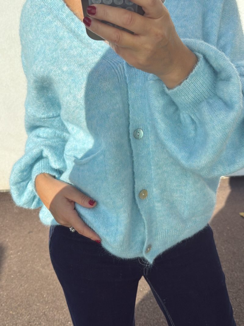 Gilet cardigan bleu