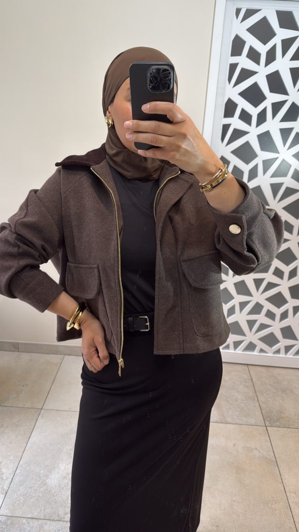 Veste col velours marron
