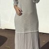 Robe pull plissé beige