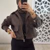 Veste col velours marron