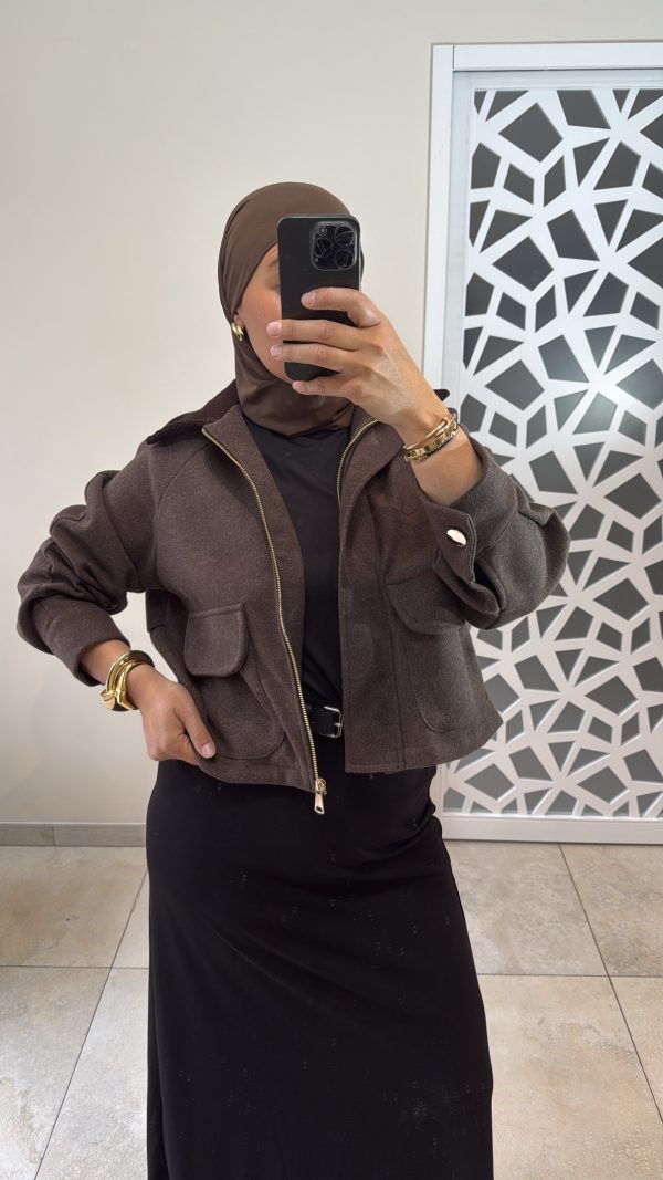 Veste col velours marron