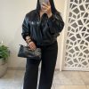 ce92a699-bea8-468b-9ae9-af6c167de36f Blouson bombers similicuir noir brillant