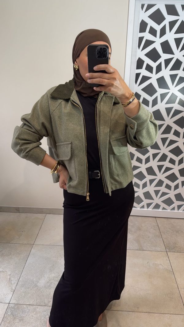 Veste col velours verte