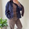 img_0378 Veste en jeans brut col marron