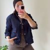 img_0380 Veste en jeans brut col marron