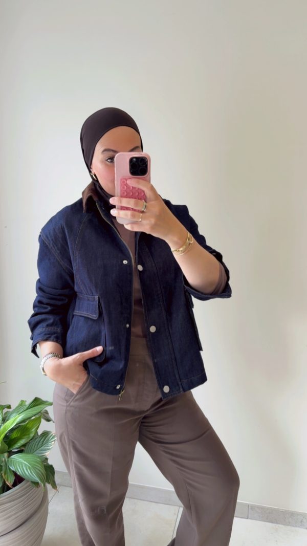 img_0380 Veste en jeans brut col marron