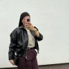 Veste oversize en similicuir noire