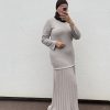 Robe pull plissé beige
