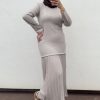 Robe pull plissé beige