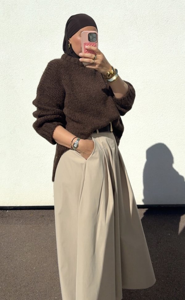 Jupe midi beige