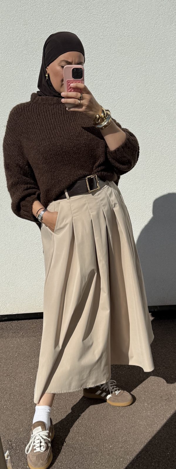 Jupe midi beige