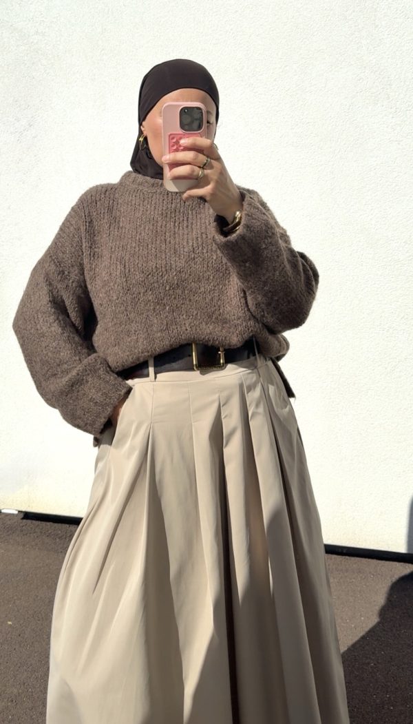 Jupe midi beige