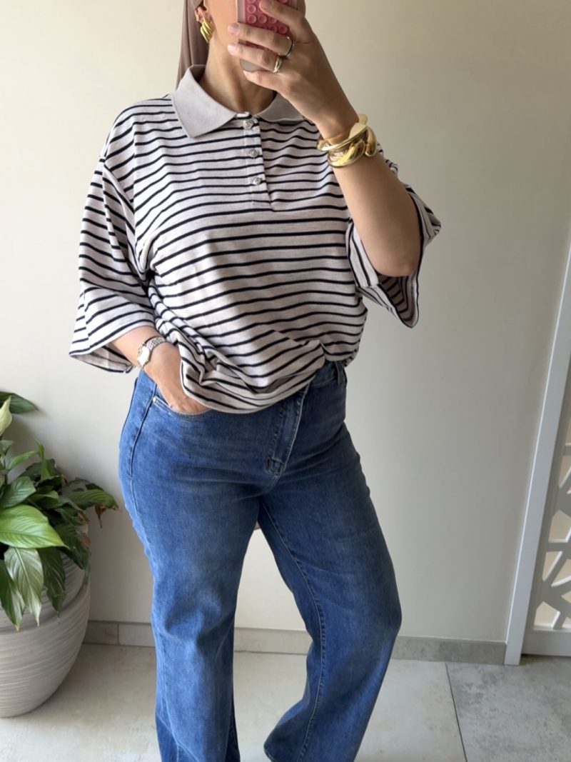 Polo marine et blanc