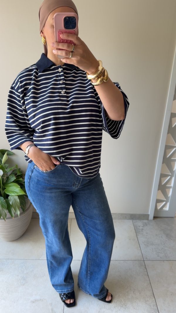 Polo marine et blanc