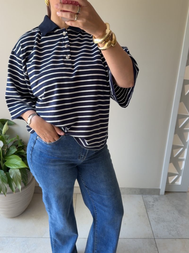 Polo marine et blanc