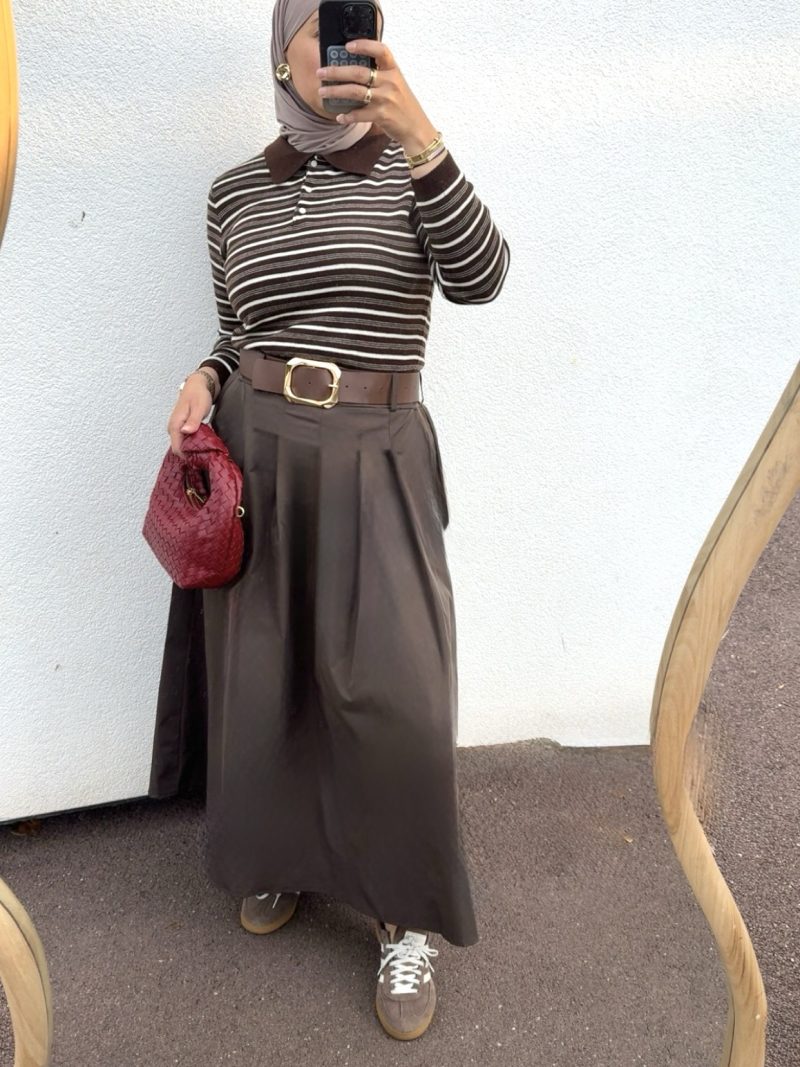 Jupe midi marron