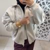 bombers oversize beige