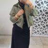Veste col velours verte