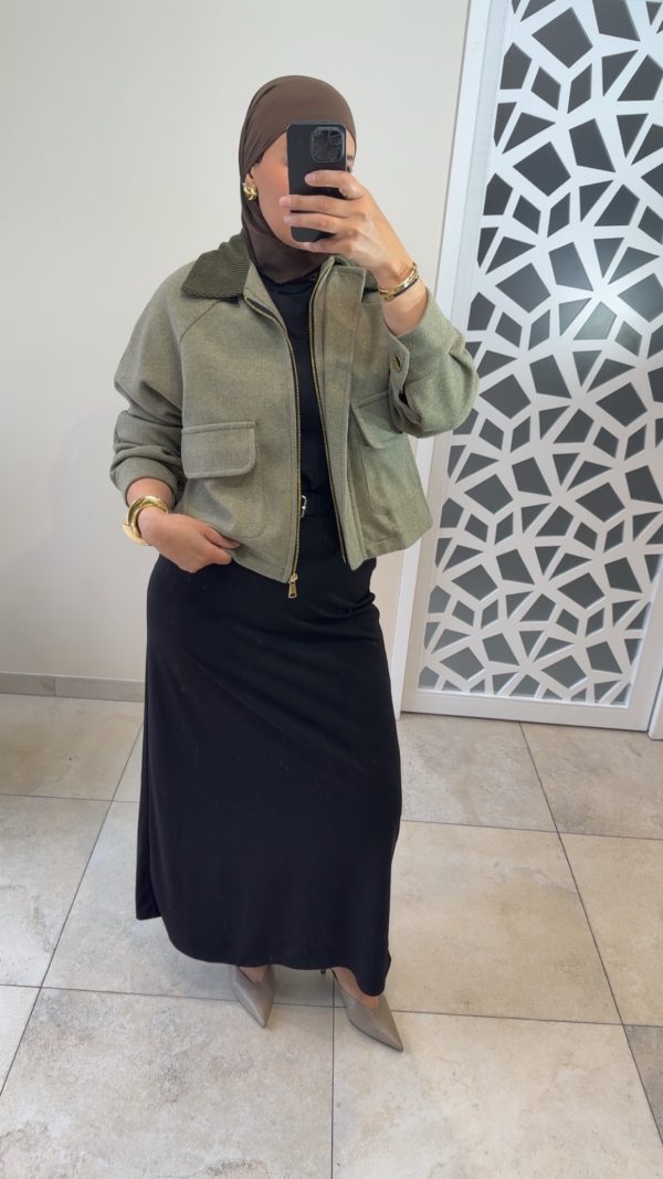 Veste col velours verte