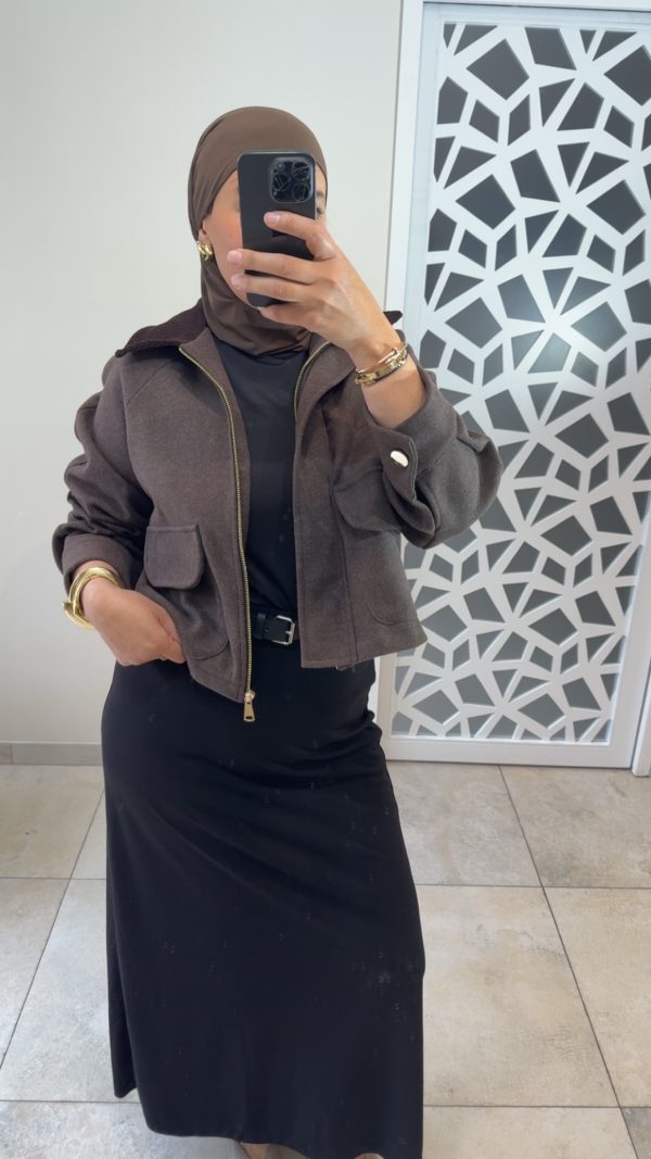 Veste col velours marron