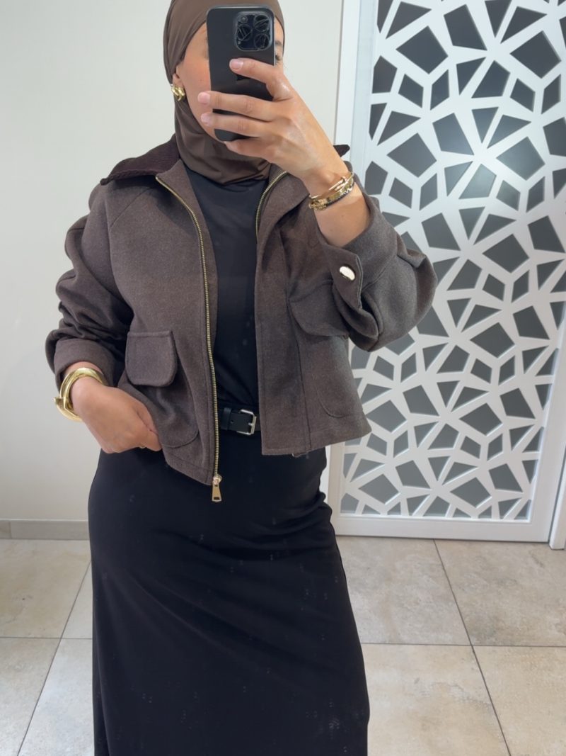 Veste col velours marron