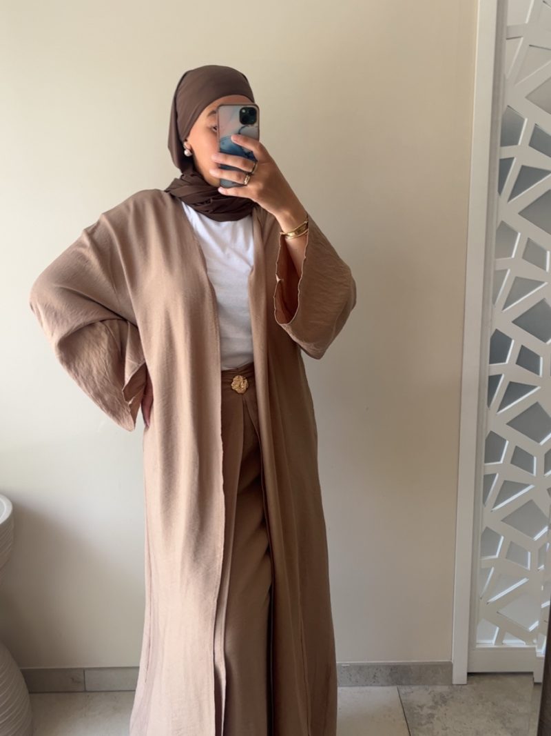 Ensemble kimono jupe taup