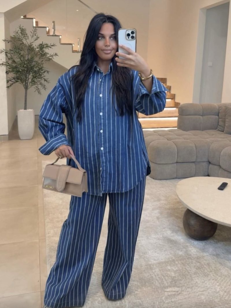 Ensemble en jeans rayures bleu