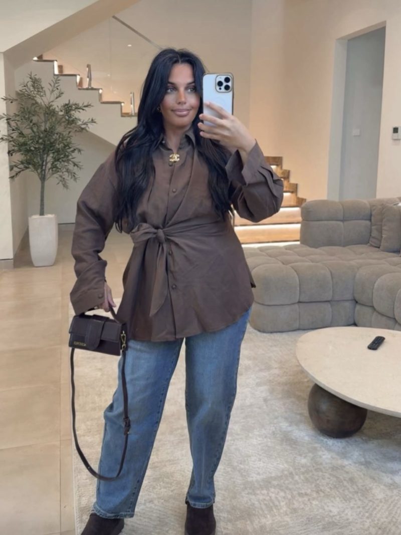 Chemise à nouer marron