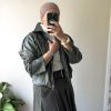 Veste oversize en similicuir kaki