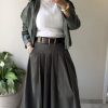 Jupe midi kaki