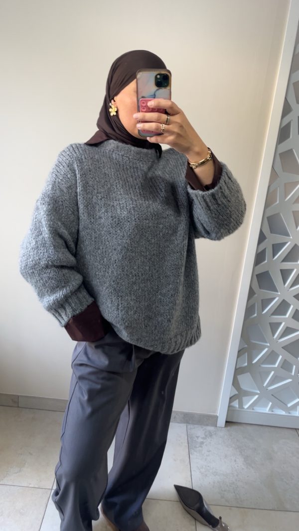 Pull oversize femme – gris doux et lumineux