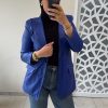 Veste blazer en simili cuir bleu – Élégance audacieuse et touche moderne