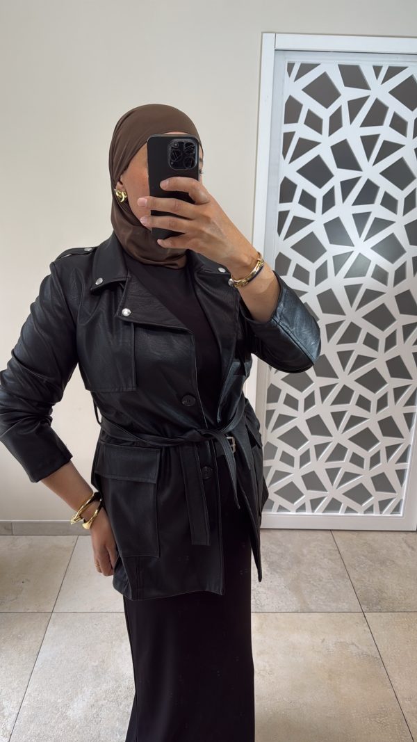 Veste en simili cuir noir – Style biker chic et élégant