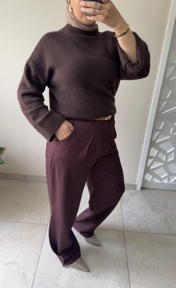 Pull oversize femme – marron doux et lumineux