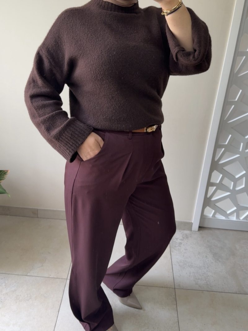 Pull oversize femme – marron doux et lumineux