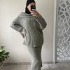 img_4060 Ensemble en maille côtelée femme – Pull oversize et jupe longue vert