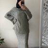 img_4061-2 Ensemble en maille côtelée femme – Pull oversize et jupe longue vert