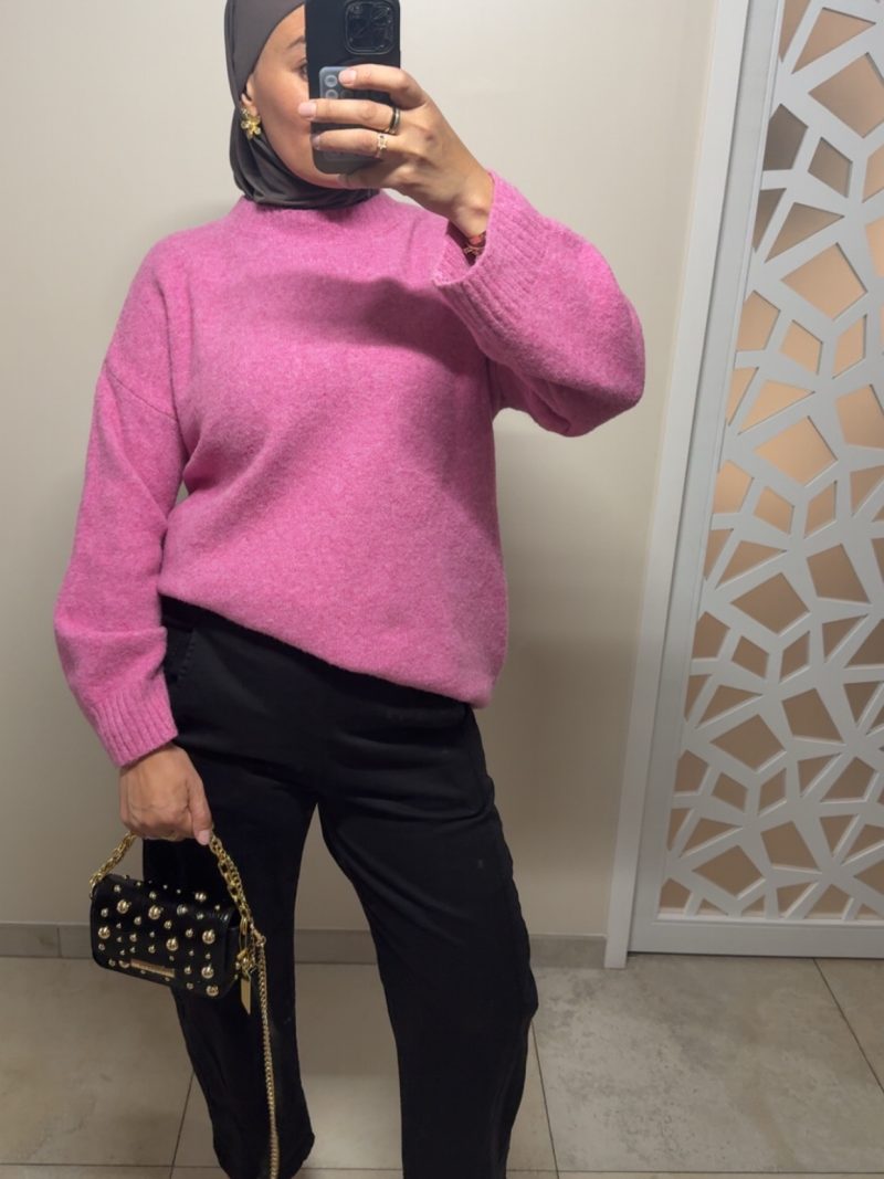 Pull oversize femme – rose doux et lumineux
