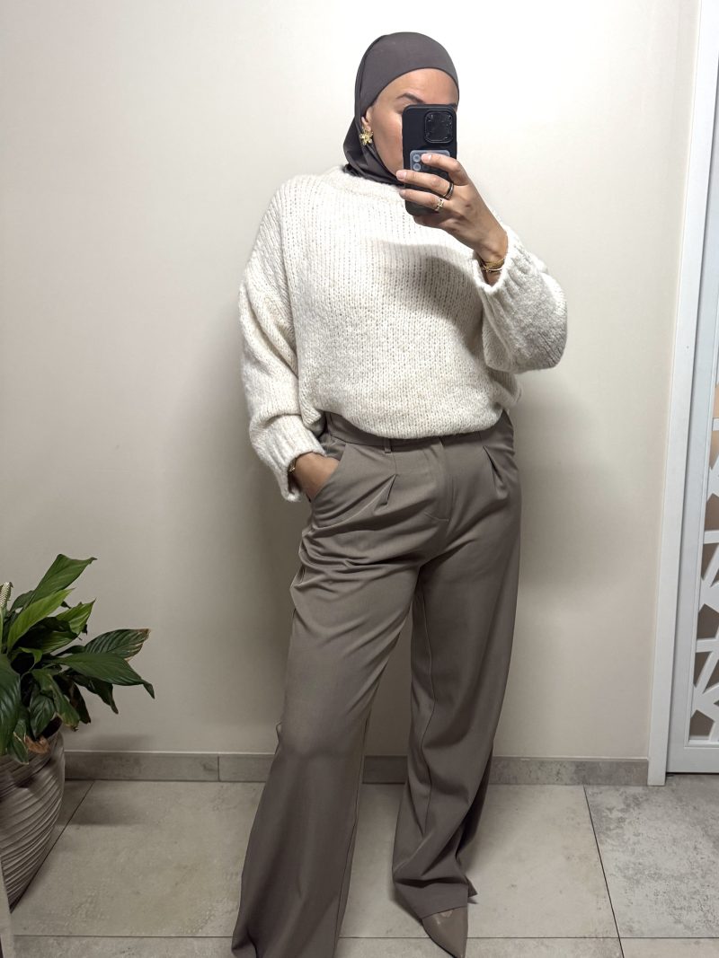 Pull oversize femme – beige doux et lumineux