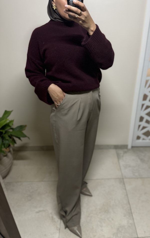 Pull oversize femme – bordeaux doux et lumineux