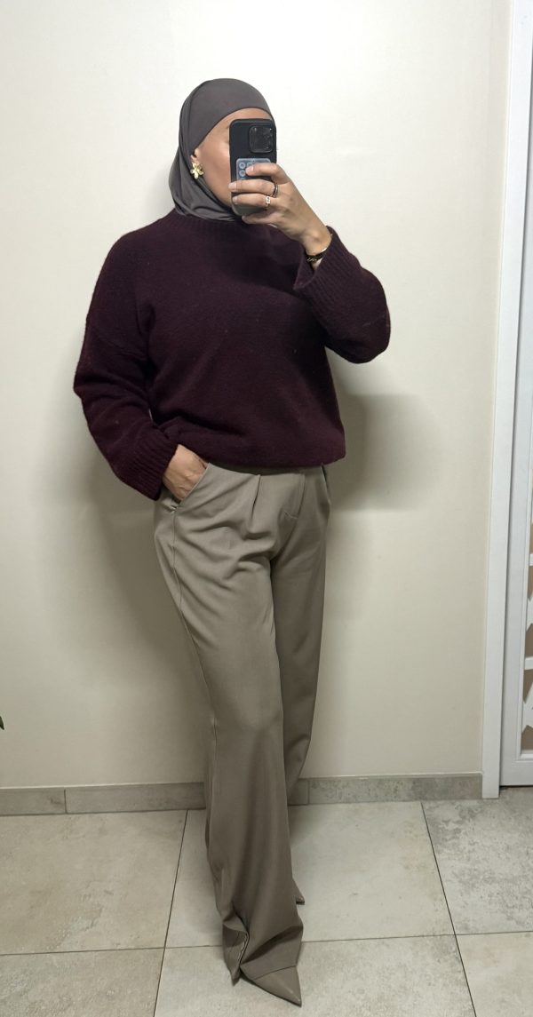 Pull oversize femme – bordeaux doux et lumineux