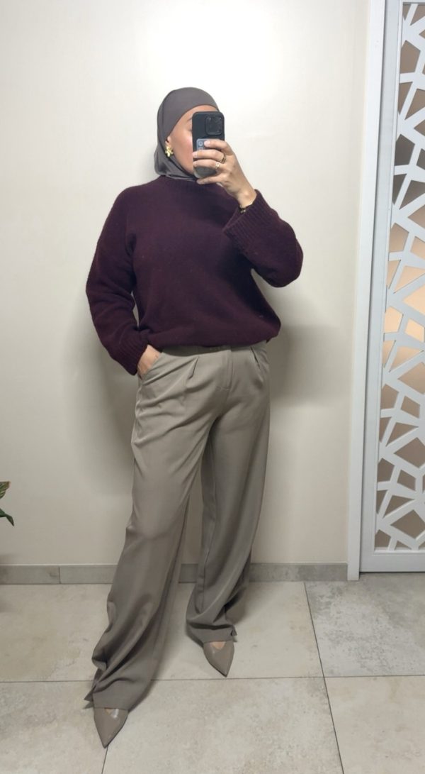 Pull oversize femme – bordeaux doux et lumineux