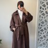 Trench long en daim marron