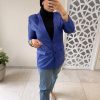 Veste blazer en simili cuir bleu – Élégance audacieuse et touche moderne