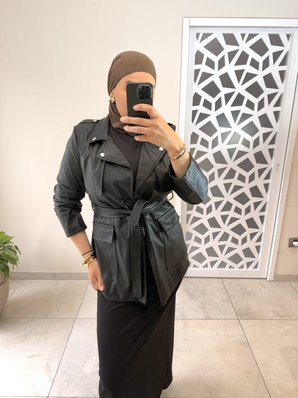 Veste en simili cuir noir – Style biker chic et élégant