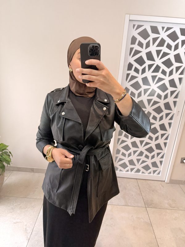 Veste en simili cuir noir – Style biker chic et élégant