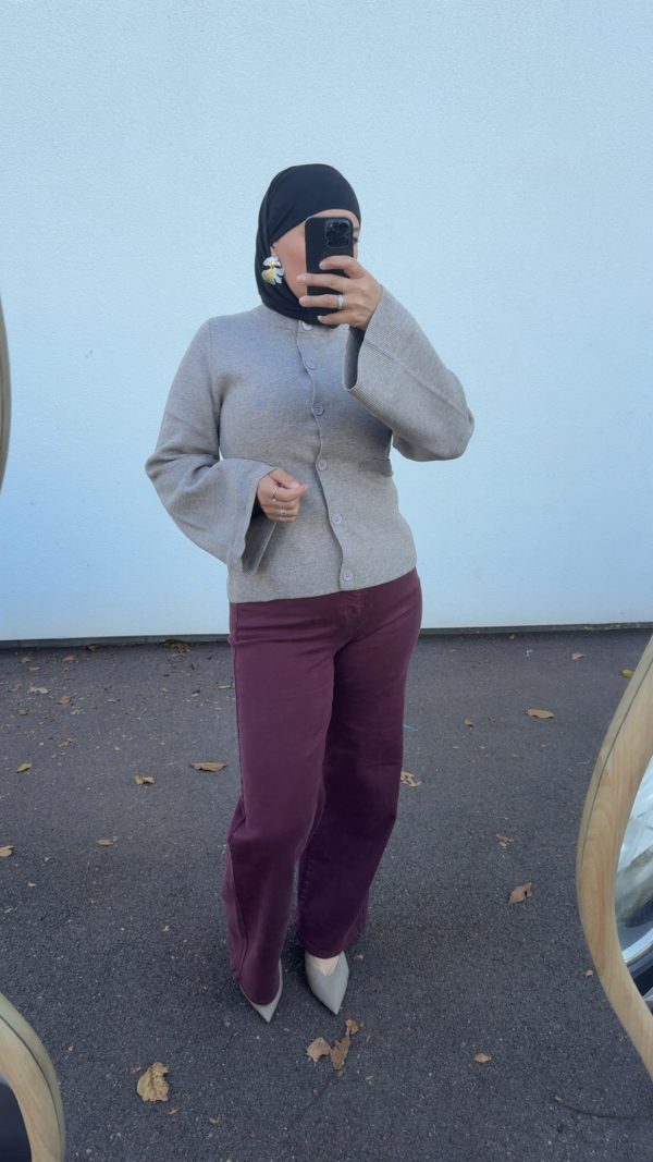 cjukmvnuyxbjagf0lzezljyyljeumcaoavbob25lmtcsmtsgau9tidi2ljaumtsgz3ppcckgag-22 Gilet maille cintrée – manches évasées et coupe féminine beige