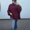 Pull oversize à col montant – douceur et style cocooning bordeaux