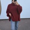 Pull oversize à col montant – douceur et style cocooning bordeaux