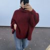 Pull oversize à col montant – douceur et style cocooning bordeaux
